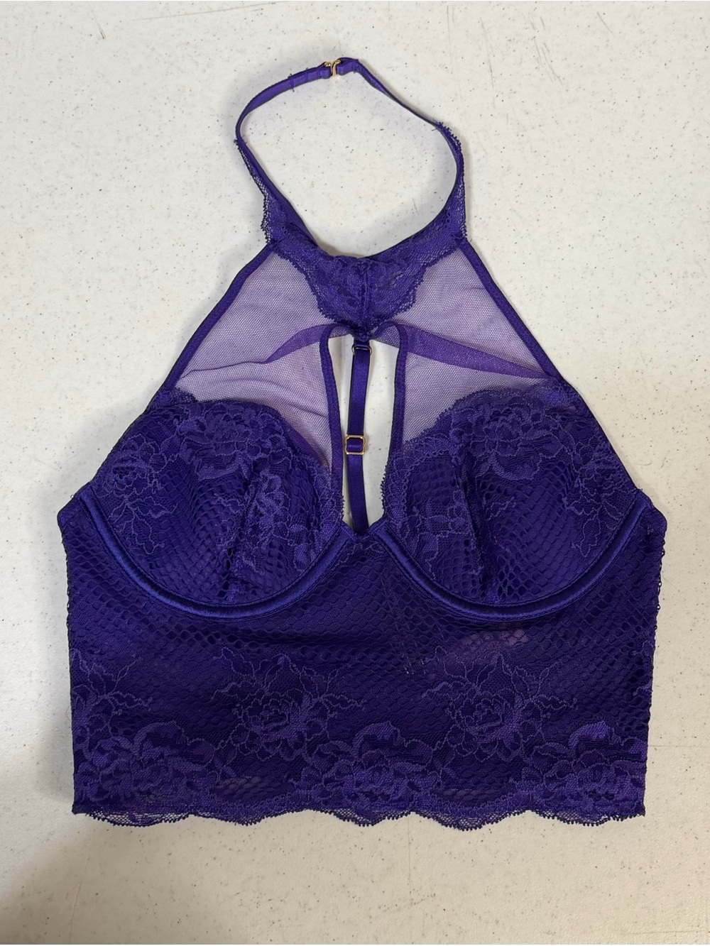 Victoria's Secret Purple Lace Halter Longline Bralette